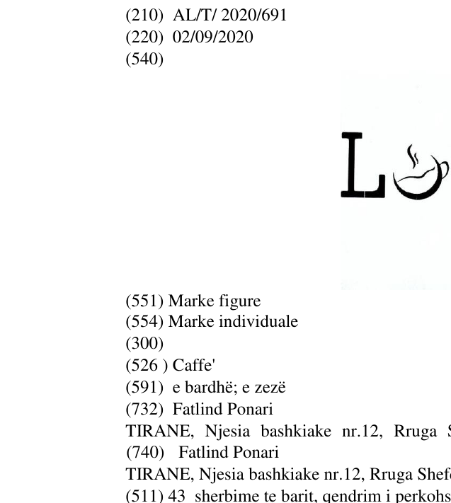 Zëri i markës Caffe' në buletin