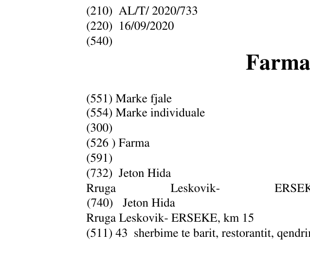 Zëri i markës Farma Sotira në buletin