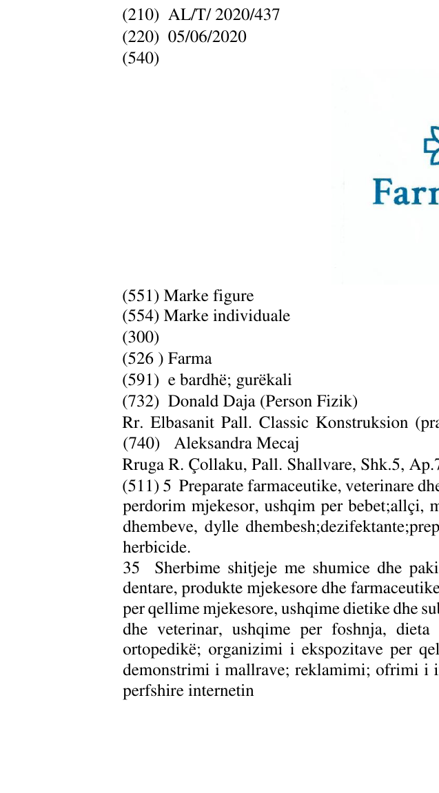 Zëri i markës Farma në buletin