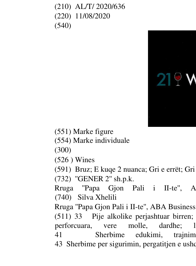 Zëri i markës Wines në buletin