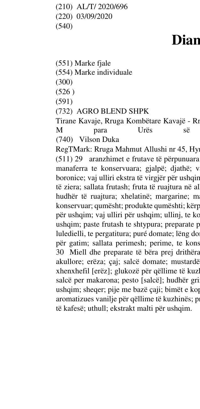 Zëri i markës Diamond në buletin