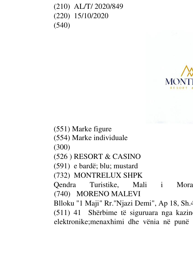 Zëri i markës RESORT & CASINO në buletin