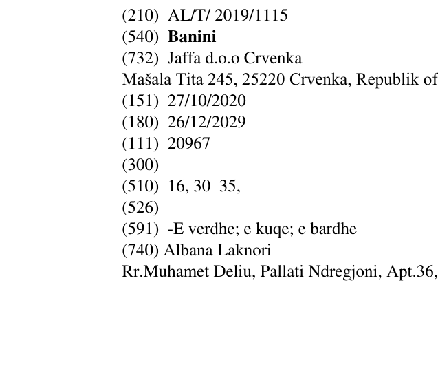 Zëri i markës Banini në buletin