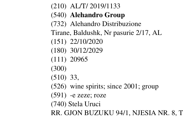 Zëri i markës Alehandro Group në buletin