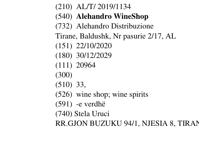 Zëri i markës Alehandro WineShop në buletin