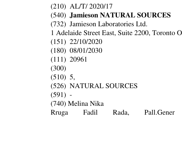 Zëri i markës Jamieson NATURAL SOURCES në buletin