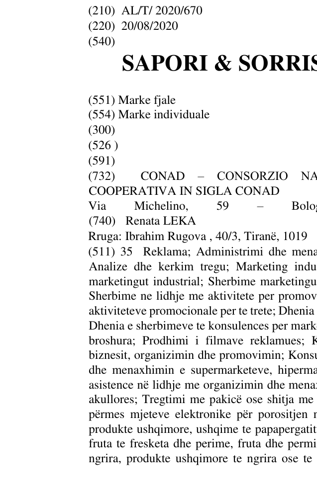 Zëri i markës SAPORI & SORRISI SPAZIO CONAD në buletin
