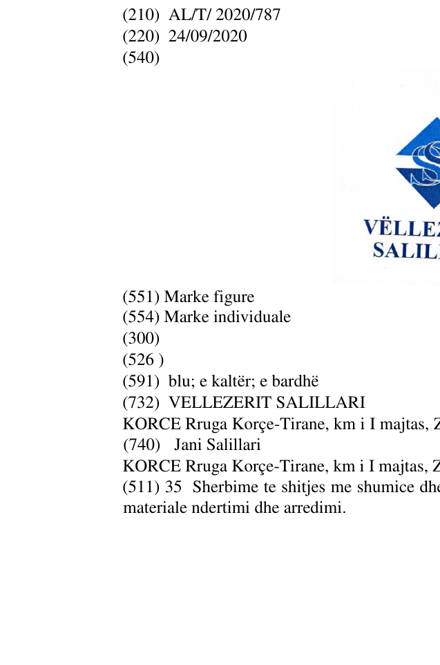 Zëri i markës Vëllezërit Salillari S në buletin