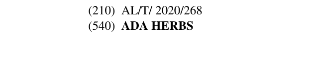 Zëri i markës ADA HERBS Buletini i Pronësisë Industriale 35 në buletin