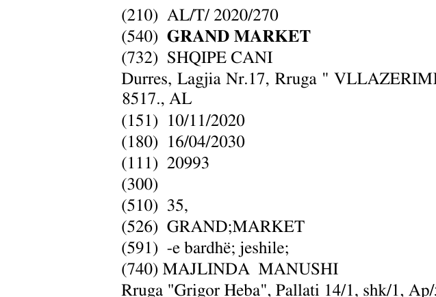 Zëri i markës GRAND MARKET në buletin