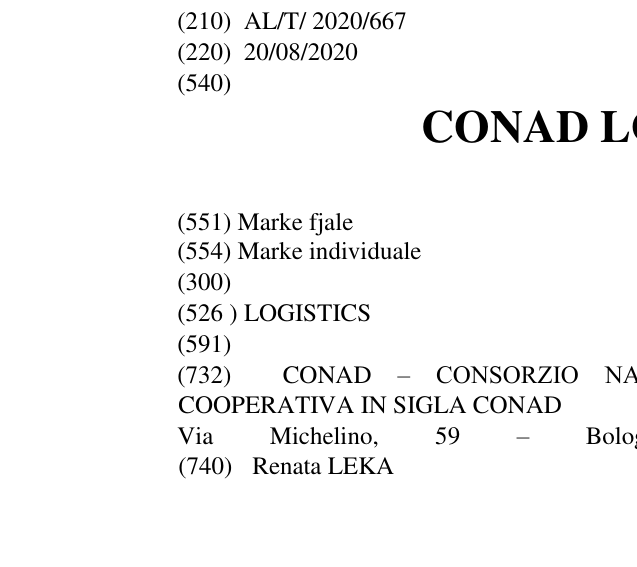 Zëri i markës CONAD LOGISTICS në buletin