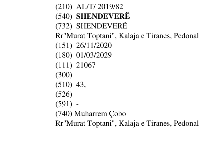 Zëri i markës SHENDEVERË në buletin