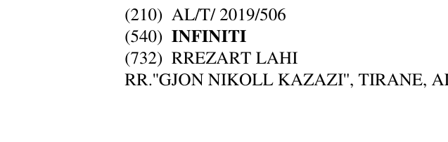 Zëri i markës INFINITI në buletin