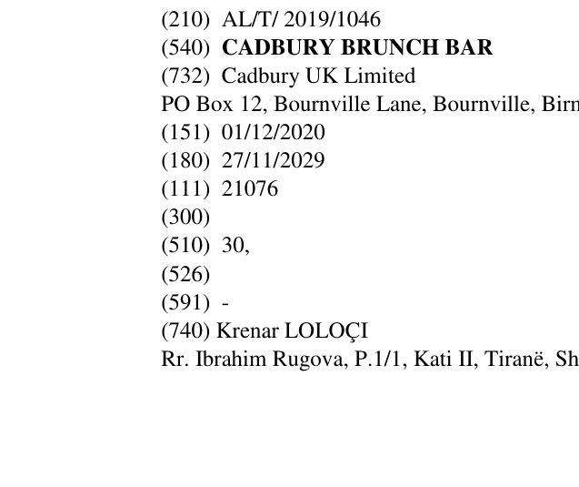 Zëri i markës CADBURY BRUNCH BAR në buletin
