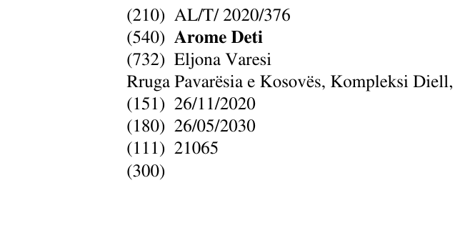 Zëri i markës Arome Deti në buletin