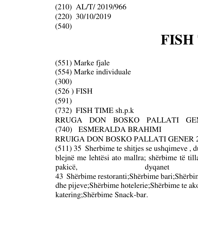 Zëri i markës FISH TIME në buletin