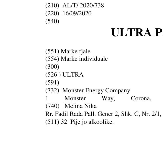 Zëri i markës ULTRA PARADISE në buletin
