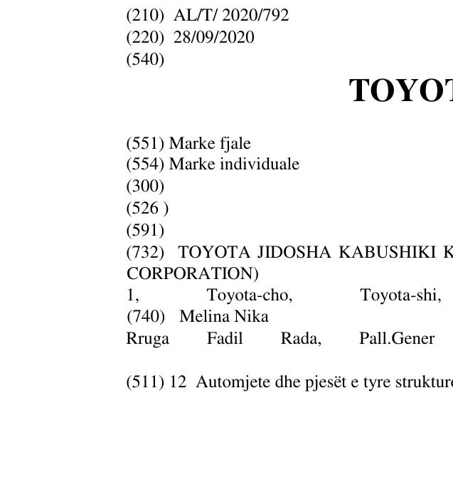Zëri i markës TOYOTA BZ1 në buletin