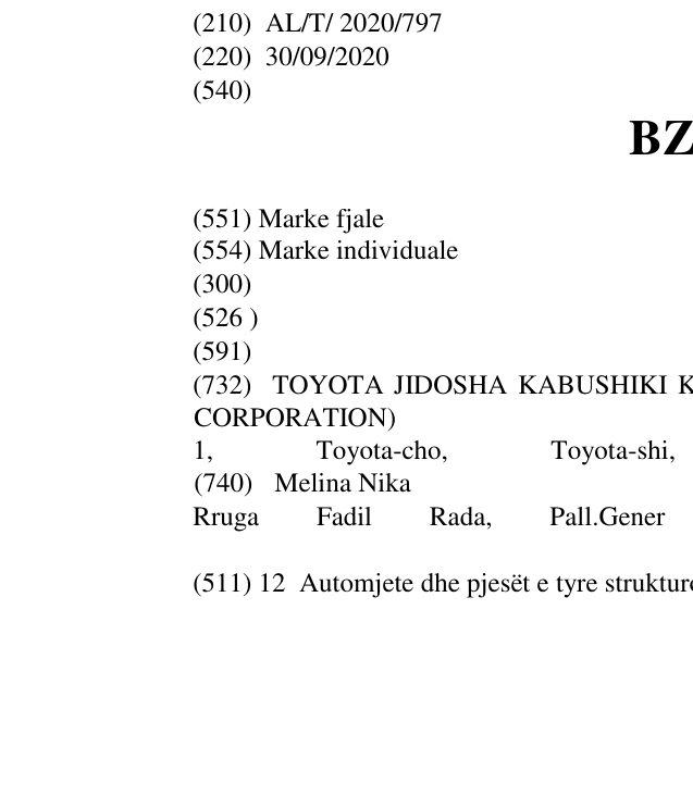 Zëri i markës BZ1X në buletin