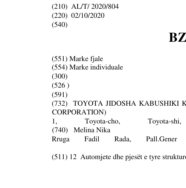 Zëri i markës BZ5X në buletin
