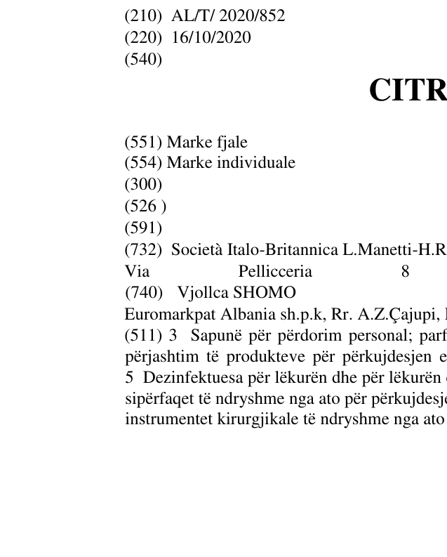 Zëri i markës CITROSIL në buletin
