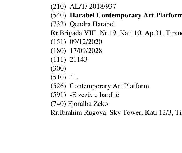 Zëri i markës Harabel Contemporary Art Platform në buletin