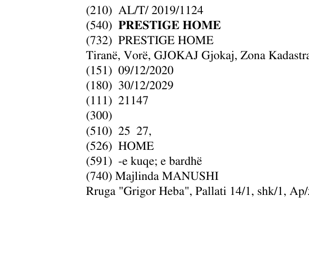 Zëri i markës PRESTIGE HOME në buletin