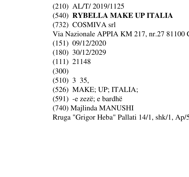 Zëri i markës RYBELLA MAKE UP ITALIA në buletin