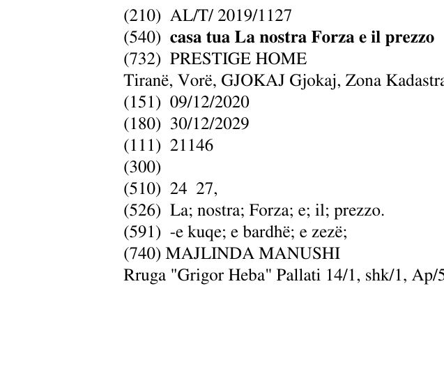 Zëri i markës casa tua La nostra Forza e il prezzo në buletin