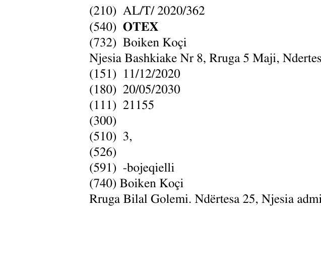Zëri i markës OTEX në buletin