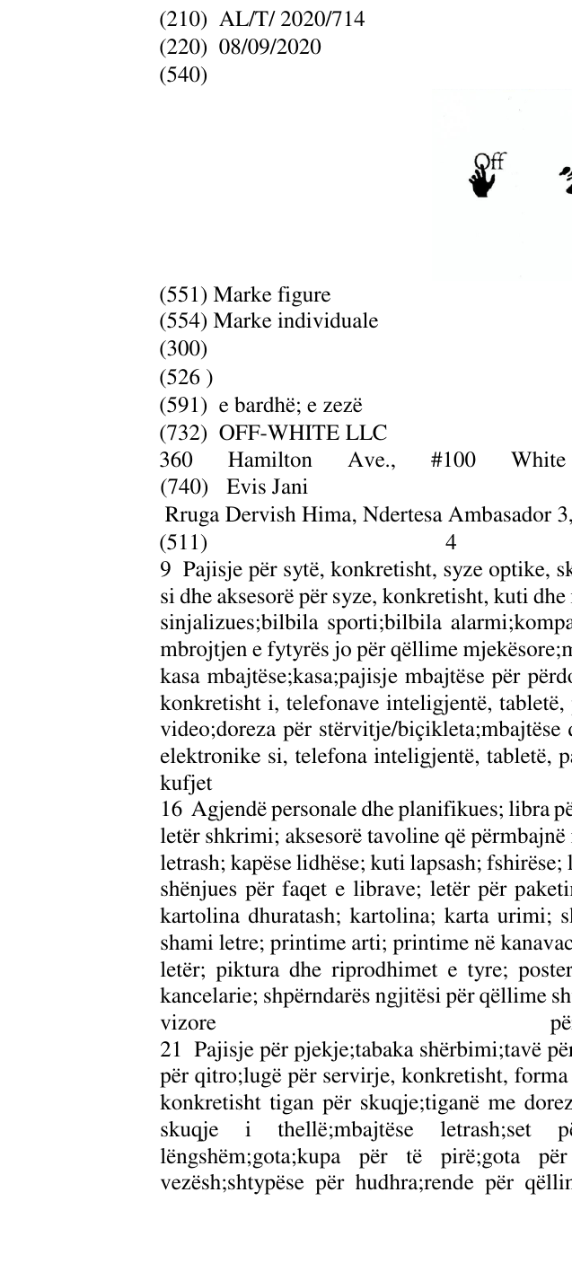 Zëri i markës Off White në buletin