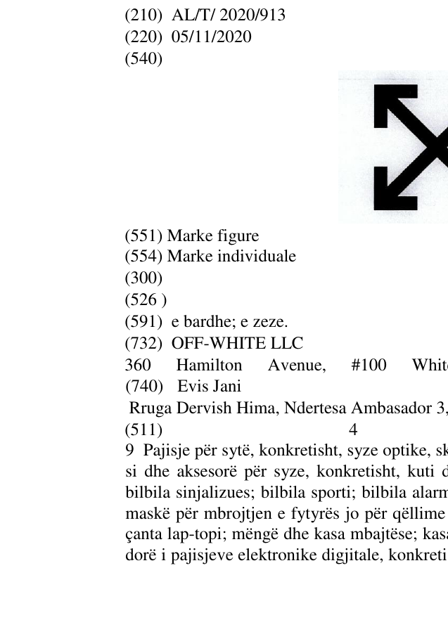 Zëri i markës AL/T/2020/913 në buletin