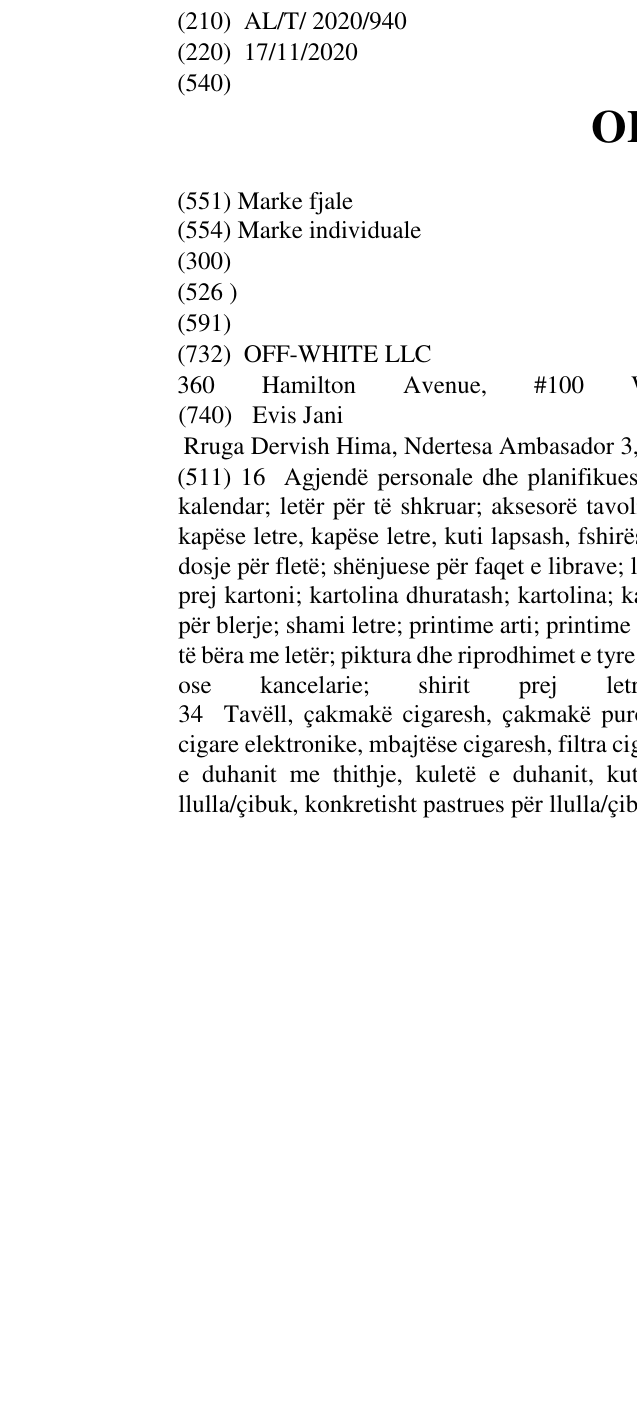 Zëri i markës OFF në buletin