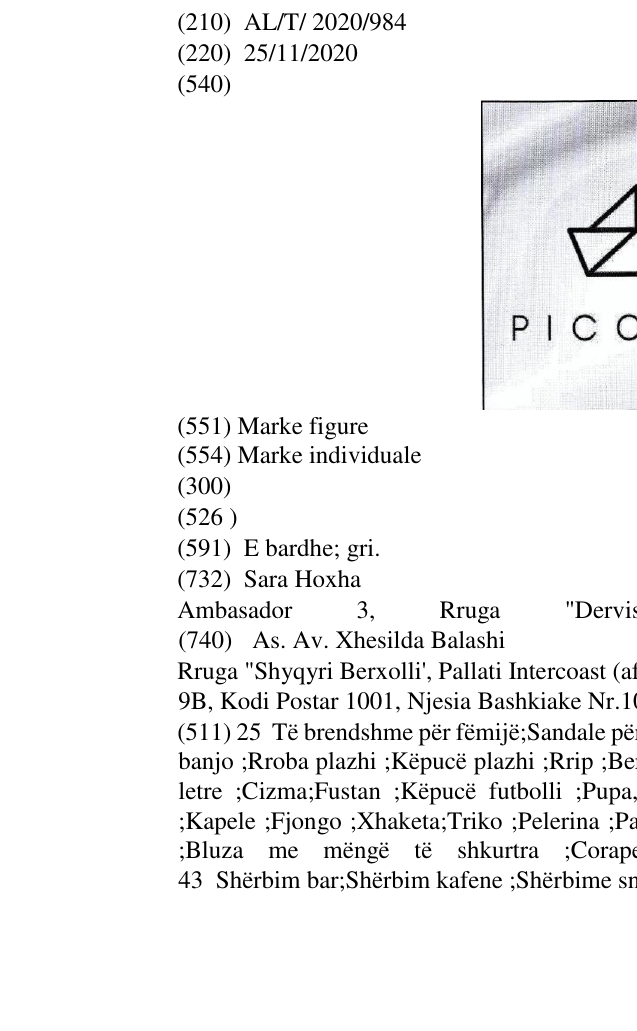 Zëri i markës PICCOLO në buletin