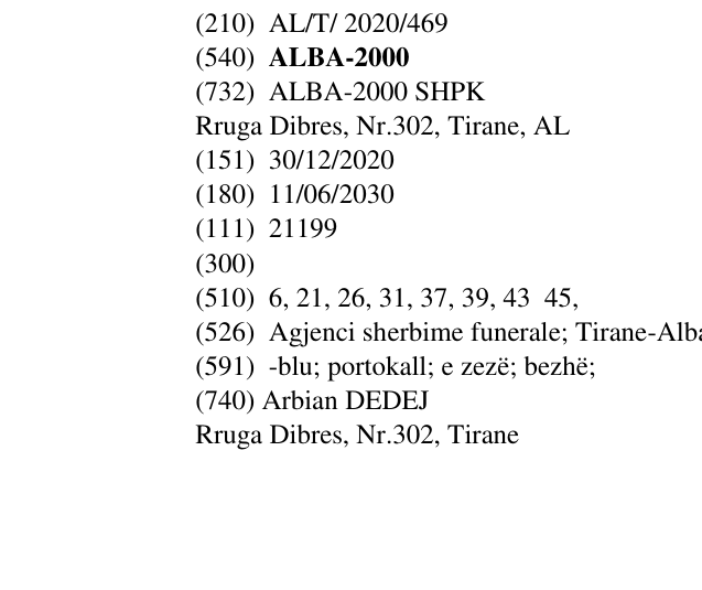 Zëri i markës ALBA-2000 në buletin