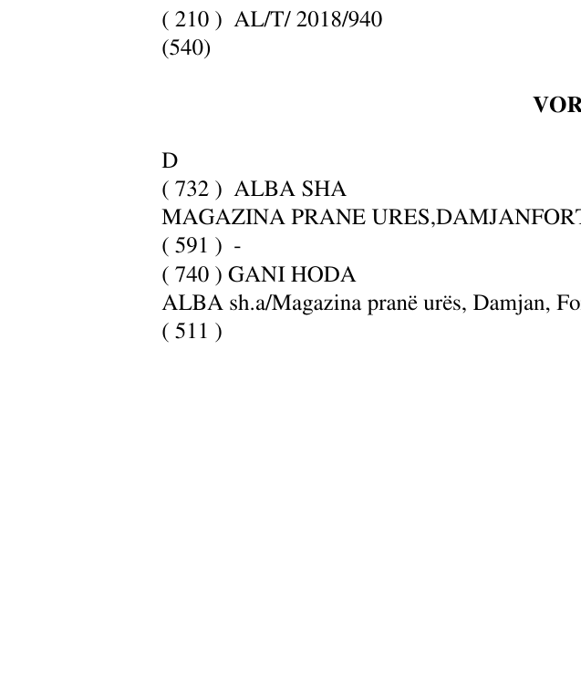 Zëri i markës VORTEX D në buletin