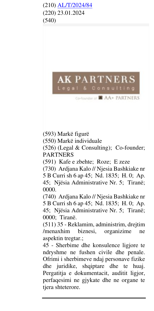 Zëri i markës (Legal & Consulting); Co-founder; PARTNERS në buletin