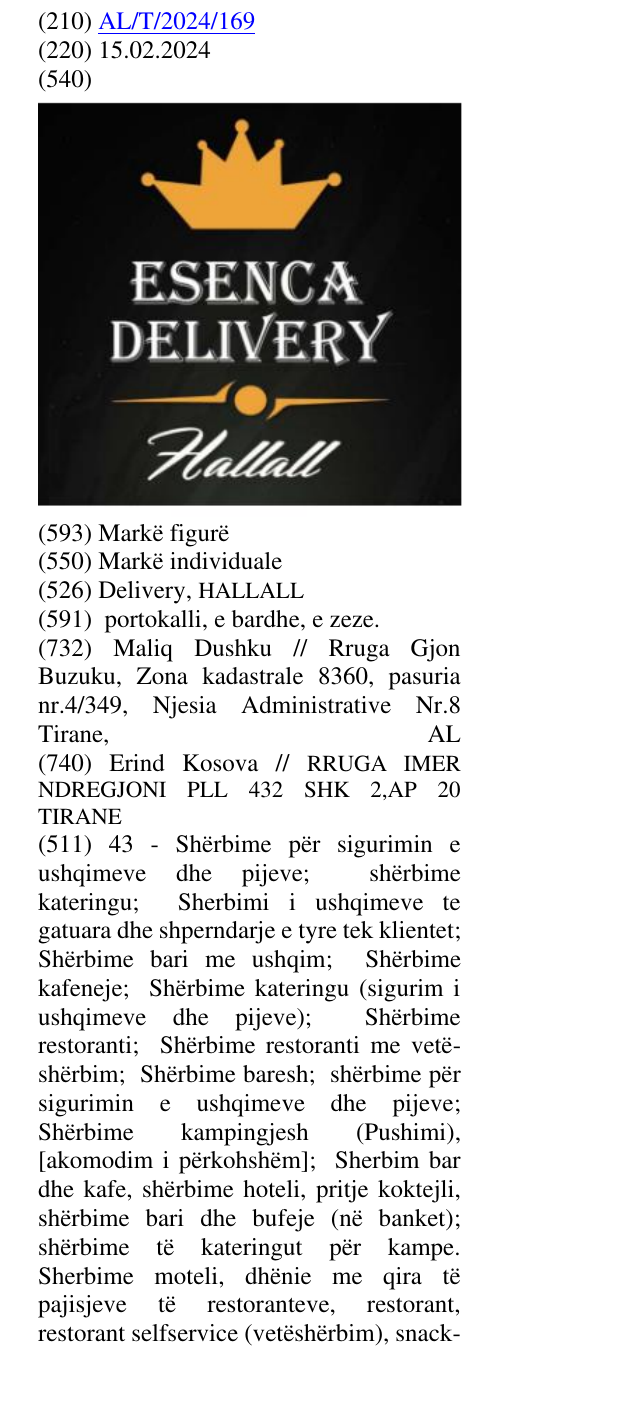 Zëri i markës Delivery, HALLALL në buletin