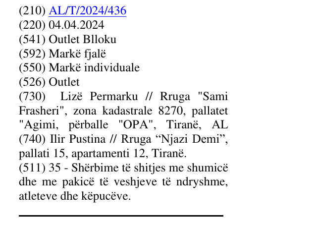 Zëri i markës Outlet në buletin