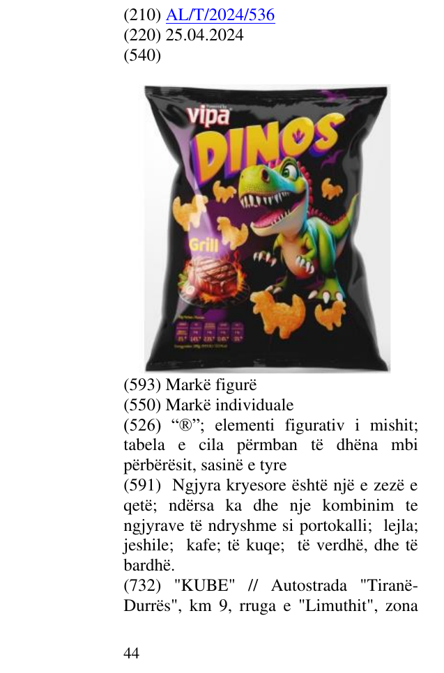 Zëri i markës “®”; elementi figurativ i mishit; tabela e cila përmban të dhëna mbi përbërësit, sasinë e tyre në buletin