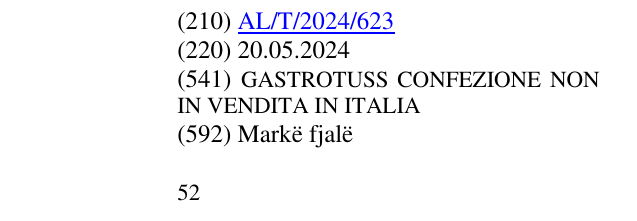 Zëri i markës CONFEZIONE NON IN VENDITA IN ITALIA në buletin