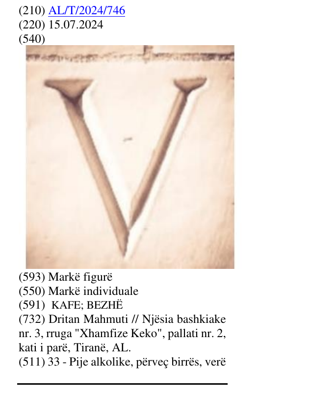 Zëri i markës V në buletin
