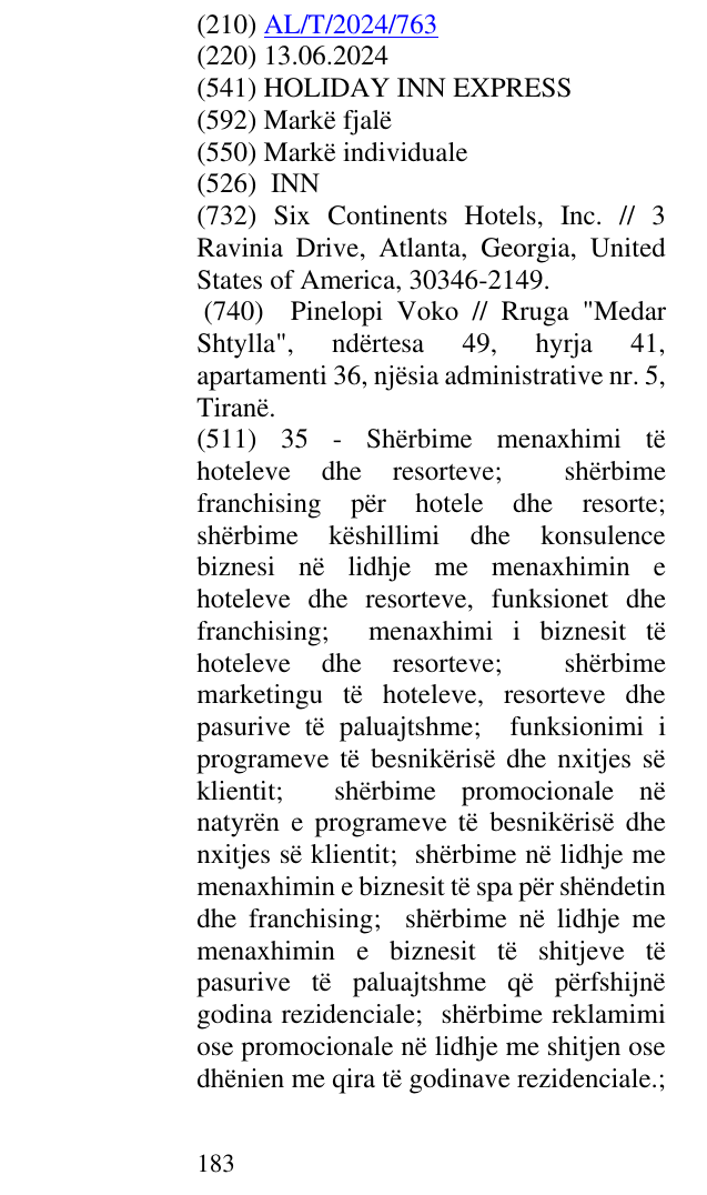 Zëri i markës INN në buletin