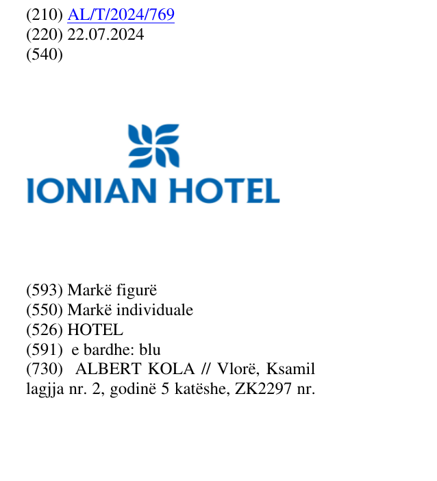 Zëri i markës HOTEL në buletin