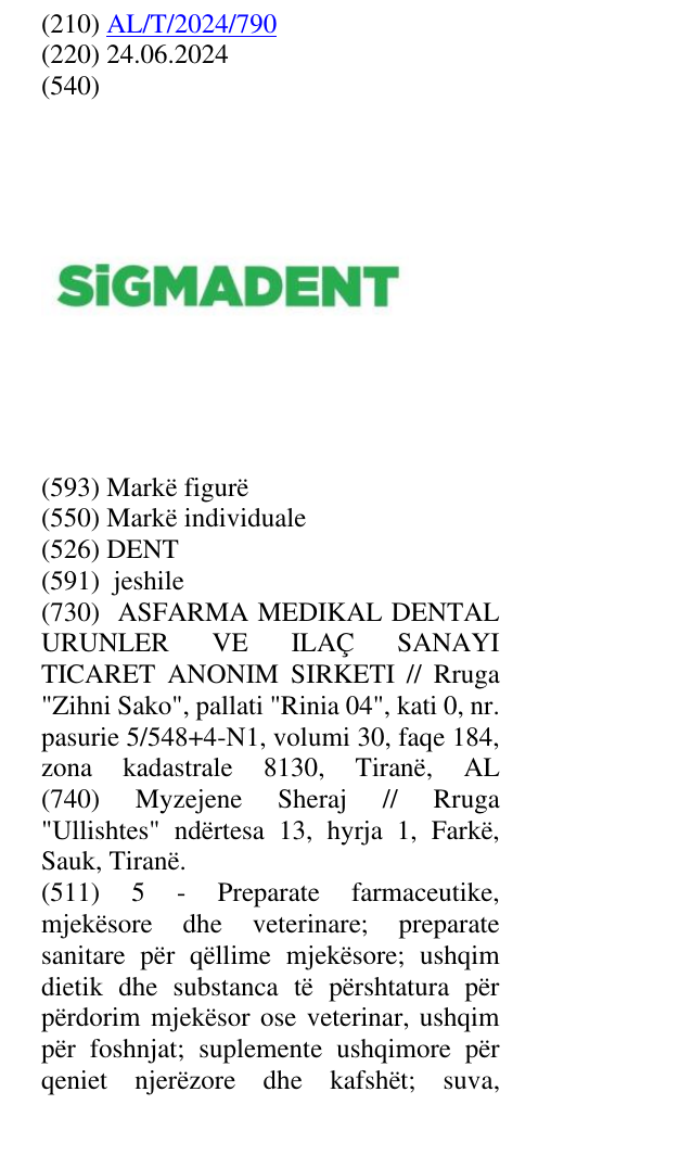 Zëri i markës DENT në buletin