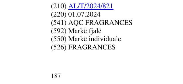 Zëri i markës FRAGRANCES në buletin