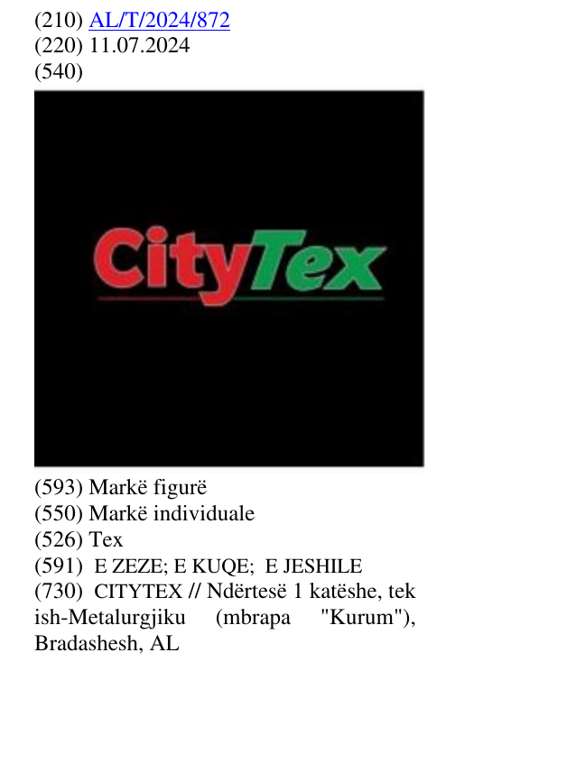 Zëri i markës Tex në buletin