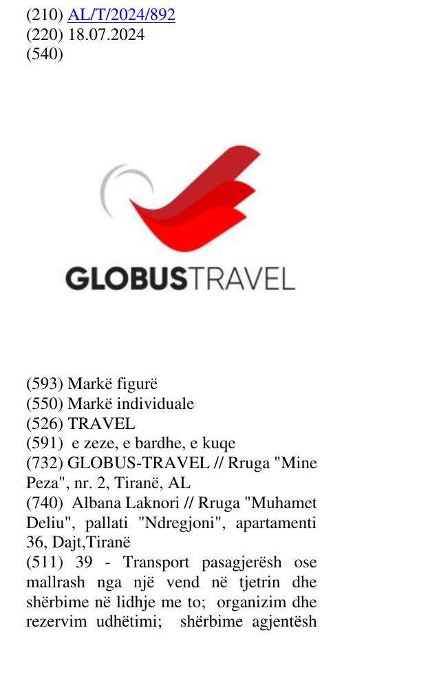 Zëri i markës TRAVEL në buletin