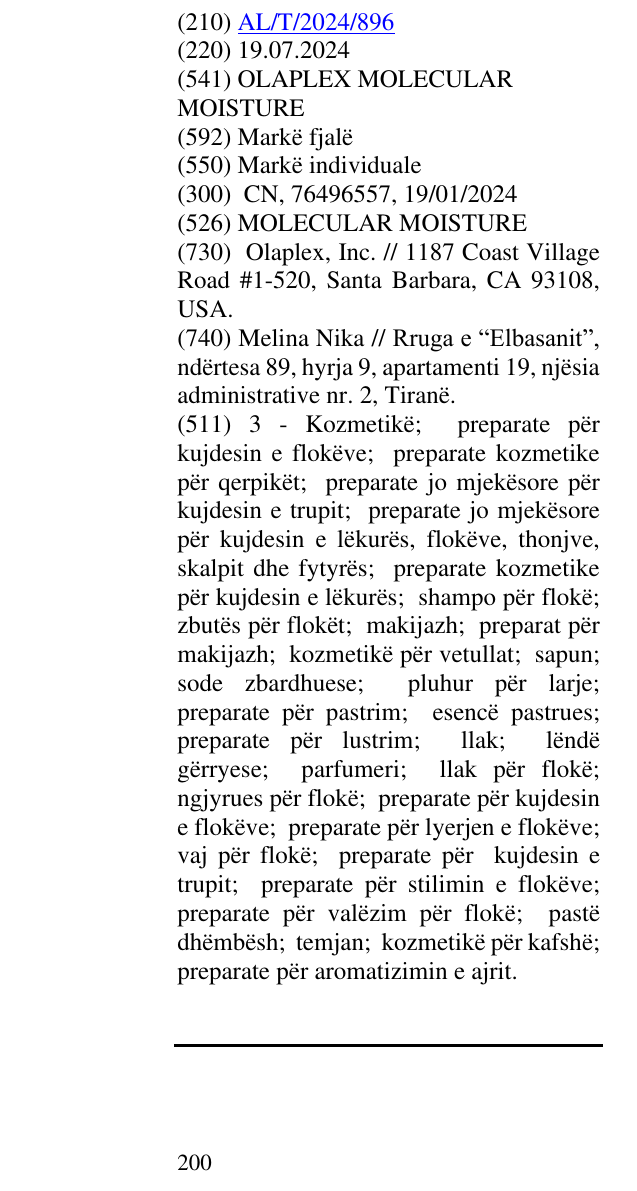 Zëri i markës MOLECULAR MOISTURE në buletin