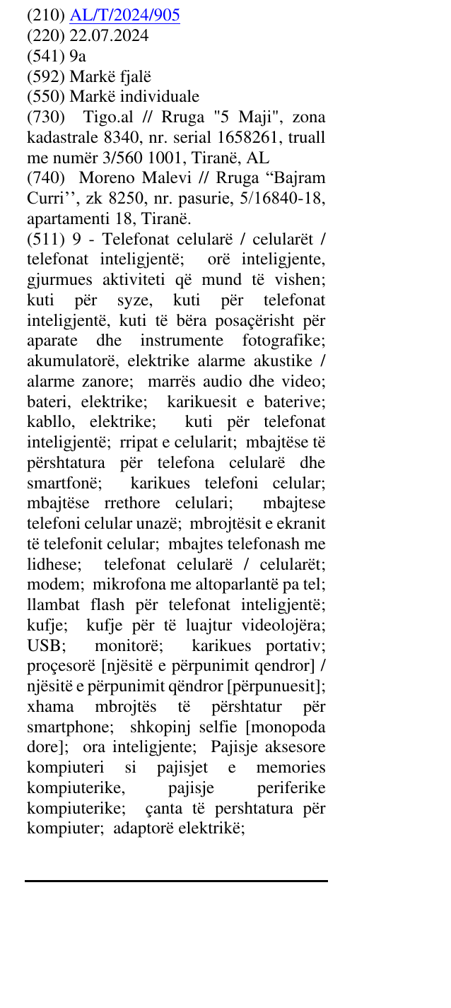Zëri i markës 9a në buletin
